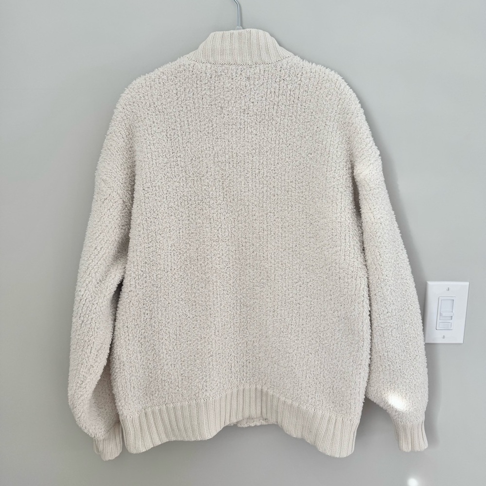Aerie Soft Cream OVERSIZED RECYCLED FABRIC Full Zip Sherpa Cardigan S - Picture 16 of 16